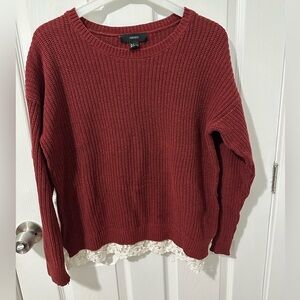 Forever 21 Burgundy Lace Bottom Sweater